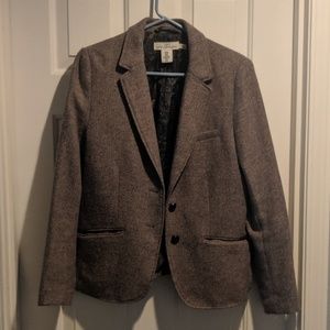 Brown tweed blazer elbow patches buttons size 10